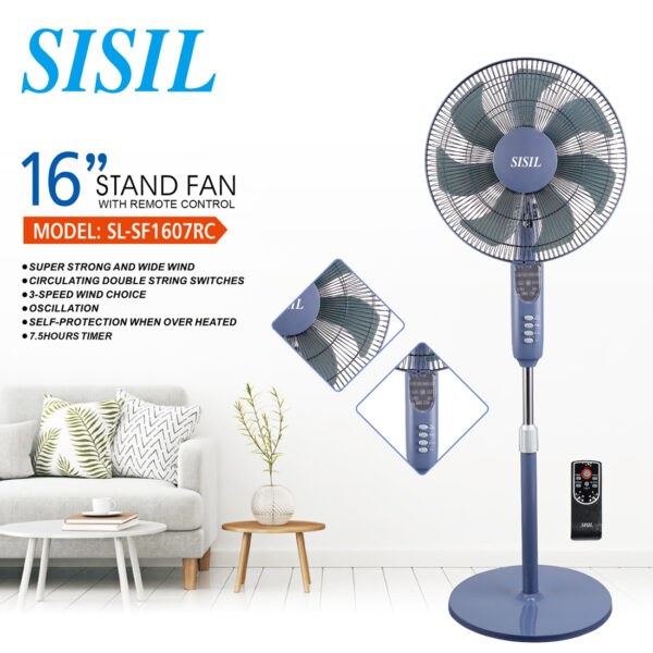 Sisil 7 Blade Pedestal Stand Fan With Remote SL-SF1607RC