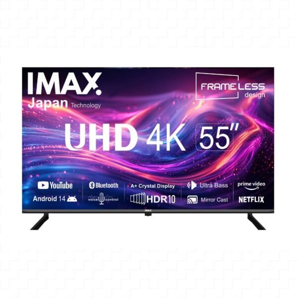 IMAX 55 inch Smart Android 14 Bluetooth 4K UHD HDR LED Frameless TV